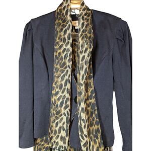 VTG Jeffrey & Dara 3 Piece Set Size 8 Blazer Pants Scarf Leopard Cheetah Classy